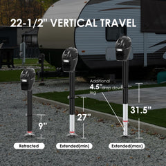 POLESTAR Electric Trailer Jack drop leg extension provides extra height.
