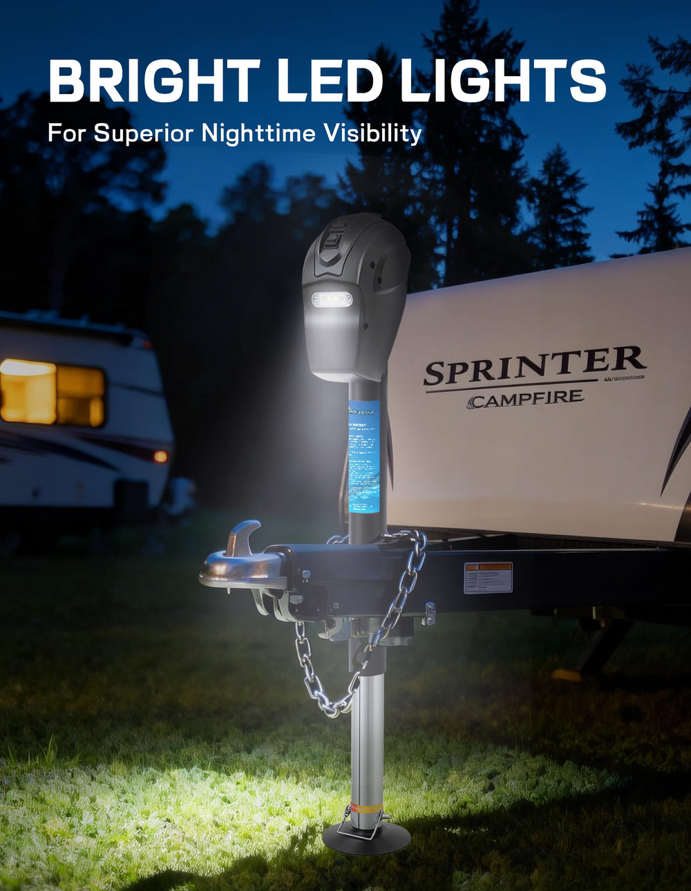 POLESTAR four-and-a-half-inch drop leg for stable leveling on uneven ground