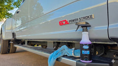Poli Glow Poli Super Spray cleans fiberglass, glass, and plastic in one pass