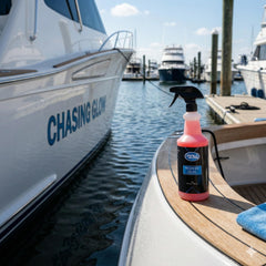 Poli Glow Poli Slick Seal provides UV protection for boat finishes.