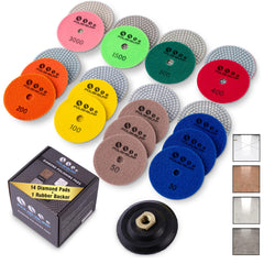 POLISHSURF 4-inch diamond pad kit for versatile stone polishing.