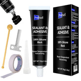 POLIXEL Black RTV sealant tube shows fast curing for quick sealing.