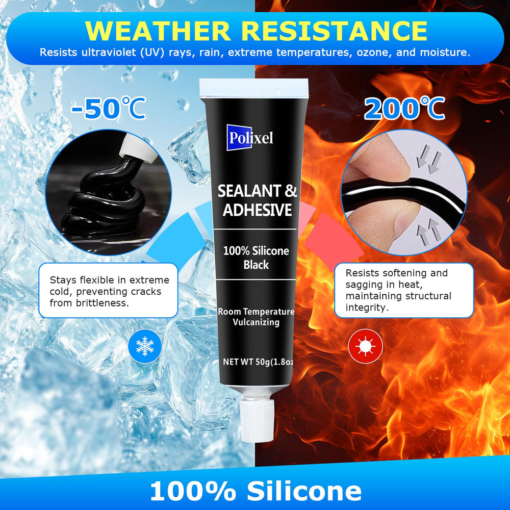POLIXEL Black RTV on window frame shows weather resistance and durable bond.