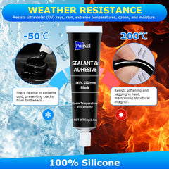 POLIXEL Black RTV on window frame shows weather resistance and durable bond.