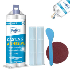 POLIXEL super-fast casting adhesive bottle showing ready-to-use epoxy for quick fixes