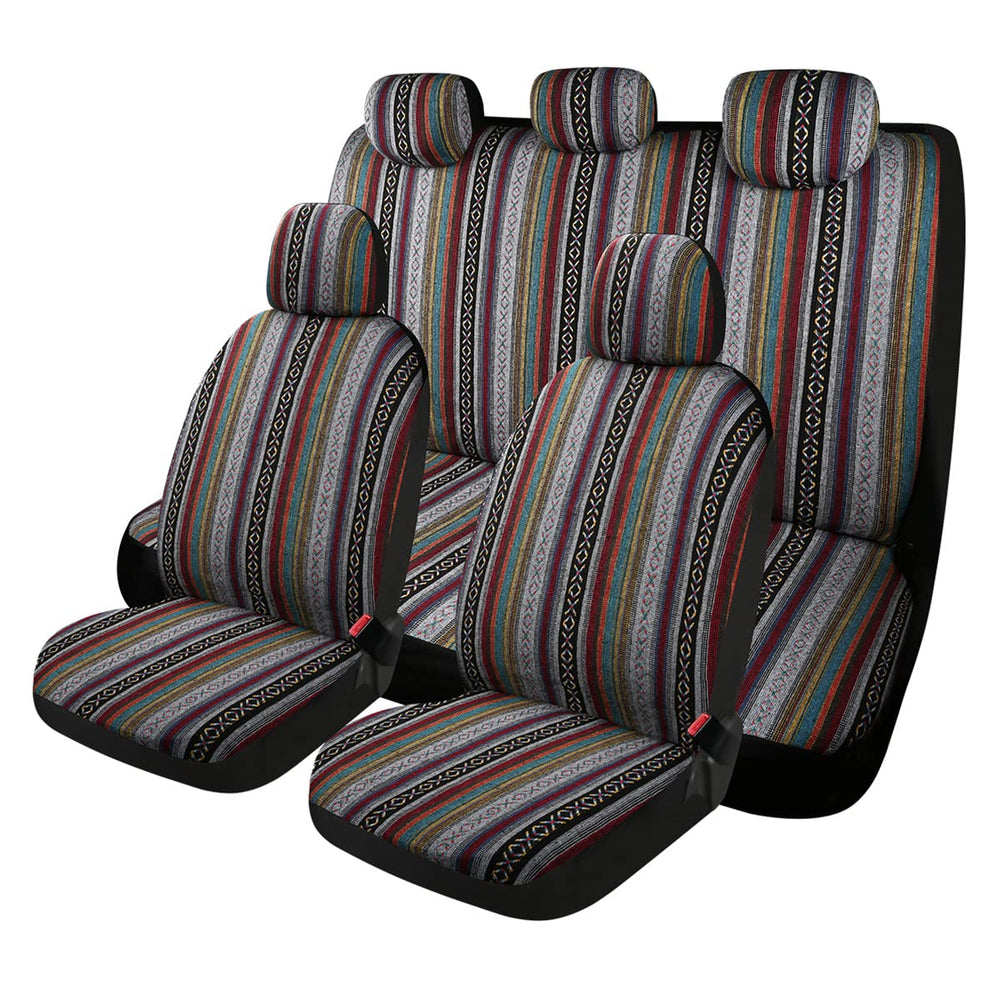 PONYJOYUP Baja front seat cover with breathable striped weave protects upholstery