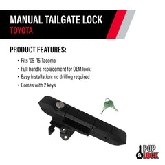 Durable black finish with UV resistance maintains Tacoma tailgate appearance