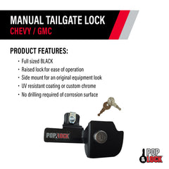 Pop & Lock hand-lever operation on tailgate, highlighting simple manual engagement.