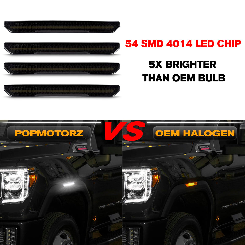 POPMOTORZ rear fender marker light close-up highlights LEDs
