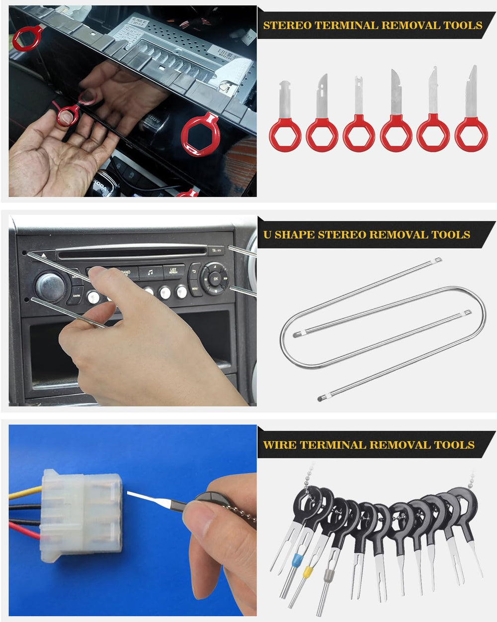 Poraxy car terminal removal tools designed for electrical connections.