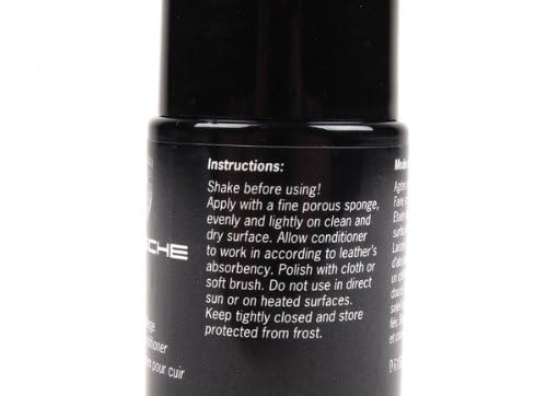 Porsche leather conditioner applied to interior leather surfaces to maintain suppleness.