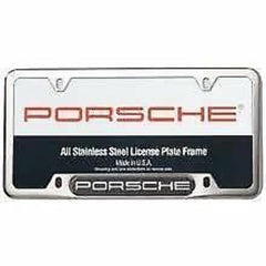 Porsche license frame bottom logo adds brand presence and style.