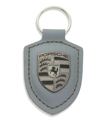 Porsche Turbonite leather gunmetal key ring keeps keys organized with a premium finish