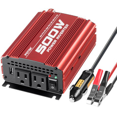 POTEK 500W inverter front view with dual outlets for on-the-road charging
