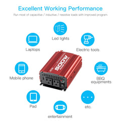 POTEK 500W inverter in a car interior during a road trip
