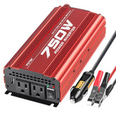 POTEK 750W inverter with battery clamps for car power on the go