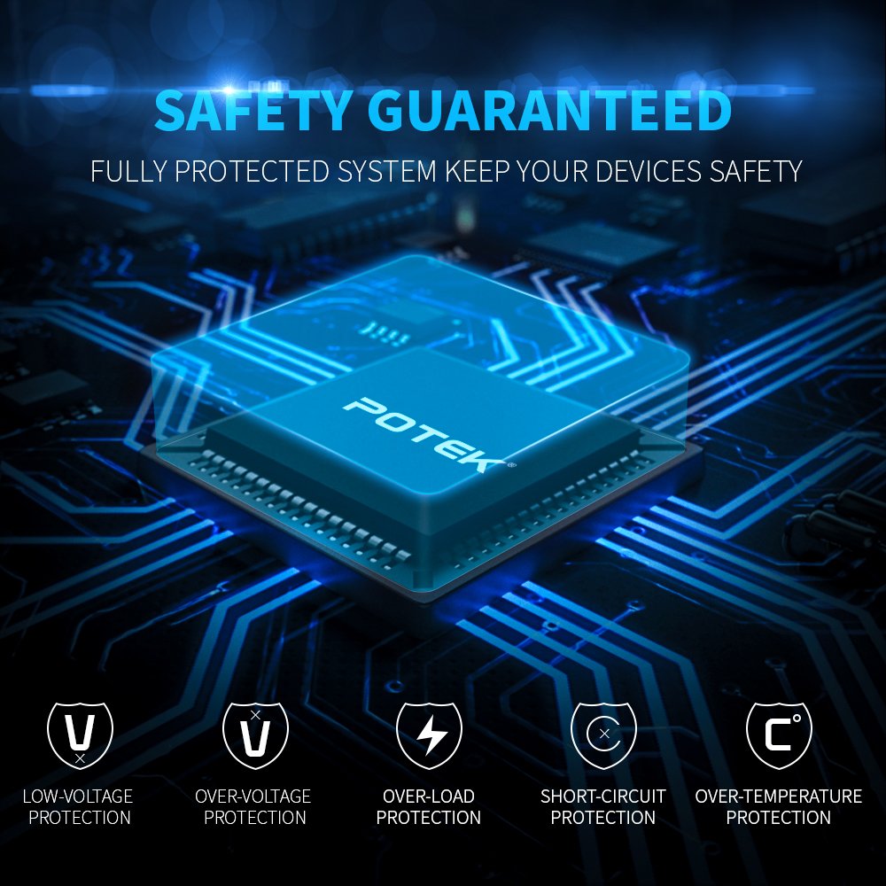 Built-in 40A*2 fuses and protection features on POTEK inverter