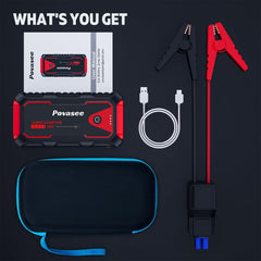 Povasee Jump Starter A30 compact size fits in the glove compartment