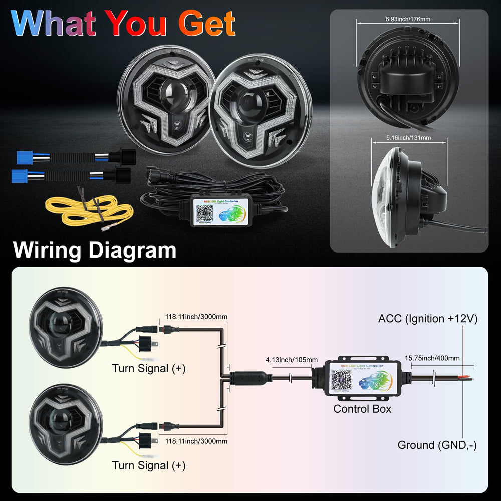 POVTOR headlight kit includes all wiring and adapters for quick setup.