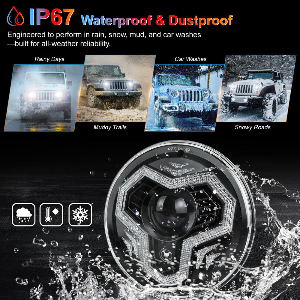 POVTOR IP67-rated headlights withstand rain and dust for all-weather use.