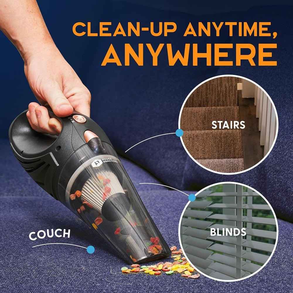 Power Practical handheld vacuum HEPA filter for improved particle capture and easier maintenance.