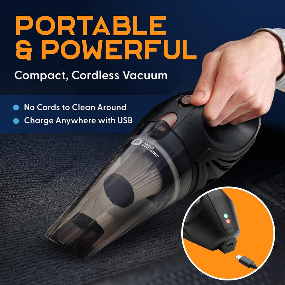 Power Practical handheld vacuum USB-C charging setup for fast ready-to-use cleaning.
