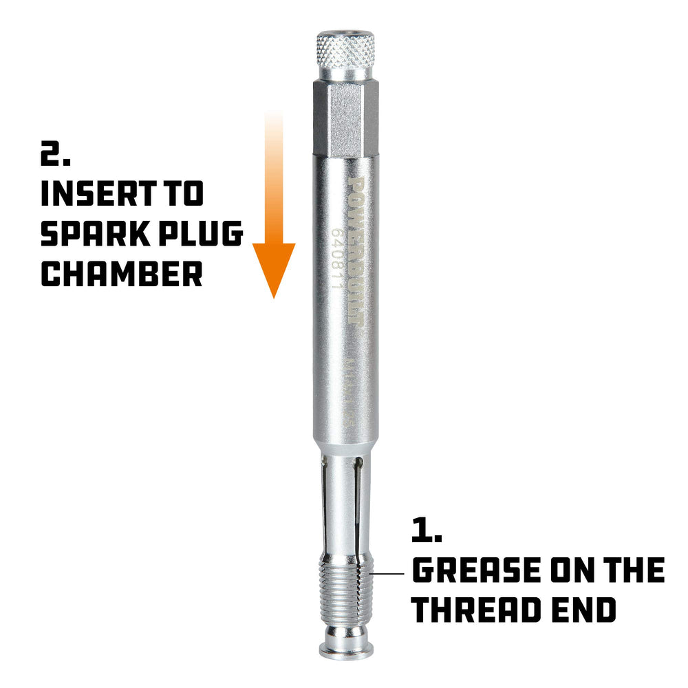 Powerbuilt collapsible design fitting through spark plug hole for repair