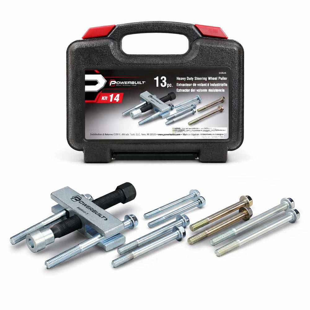 Powerbuilt steering wheel puller yoke for safe removal of tapped-hole wheels