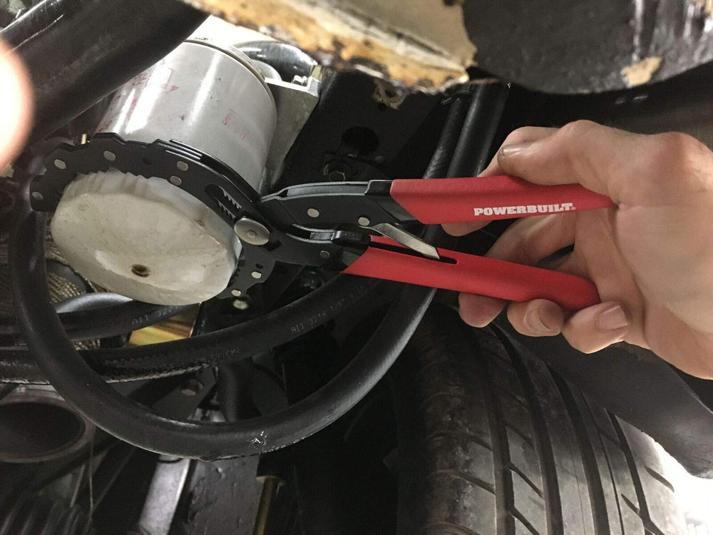 Powerbuilt adjustable range handles 2-1/4 to 4-3/4 inch filters.
