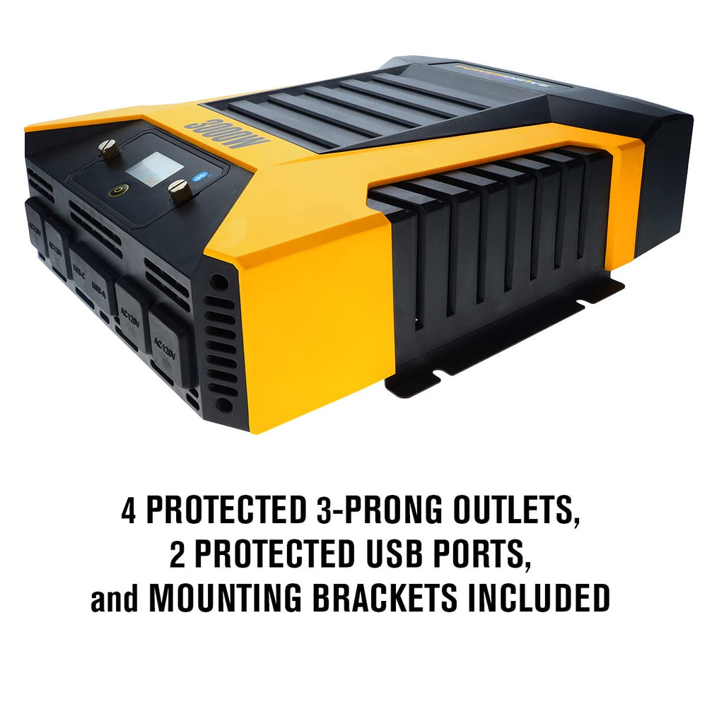 PowerDrive PWD3000P digital display shows voltage and wattage clearly