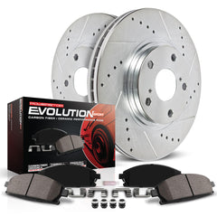 PowerStop rear brake kit with drilled rotors for Honda Civic rear, reduces fade.