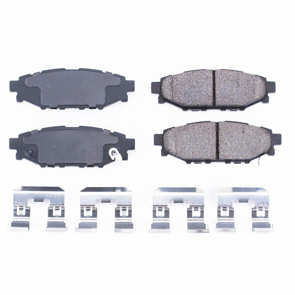 Close-up of installation hardware with PowerStop Z17 ceramic pads