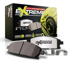 PowerStop Z26 front brake pads installed on Tesla S front brakes for fade resistance