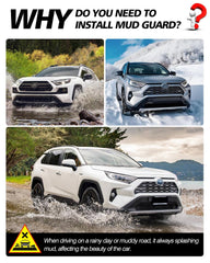 Powerty Rav4 rear right splash guard minimizes spray behind the vehicle