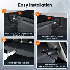 Powerty sleek black trunk cover complements the SUV interior