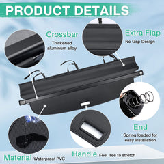 Powerty Tiguan trunk cover uses aluminium alloy and PVC for durability.