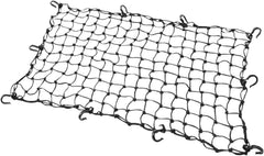 PowerTye elastic cargo net with 10 adjustable hooks and tight 2in x 2in mesh for secure gear.