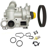 POWERWORKS aluminum water pump with belt and sensor ready for reliable installation.