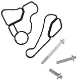 PowerWorks engine oil filter housing bolt close-up for BMWs, reliable mounting for oil flow.