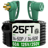PowGRN NEMA 14-50P to 14-50R extension cord for outdoor EV charging and RV use