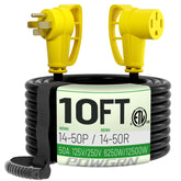 POWGRN nema14-50p to 14-50r extension cord 10ft outdoors for RV hookups
