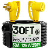 POWGRN nema14-50p to nema14-50r 30 ft outdoor cord for EV charging setups