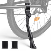 POWVINE bike kickstand adjustable 35-40 cm enables stable parking on rugged mountain bikes.
