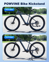 POWVINE bike kickstand easy installation and smooth operation with riveted linkages.