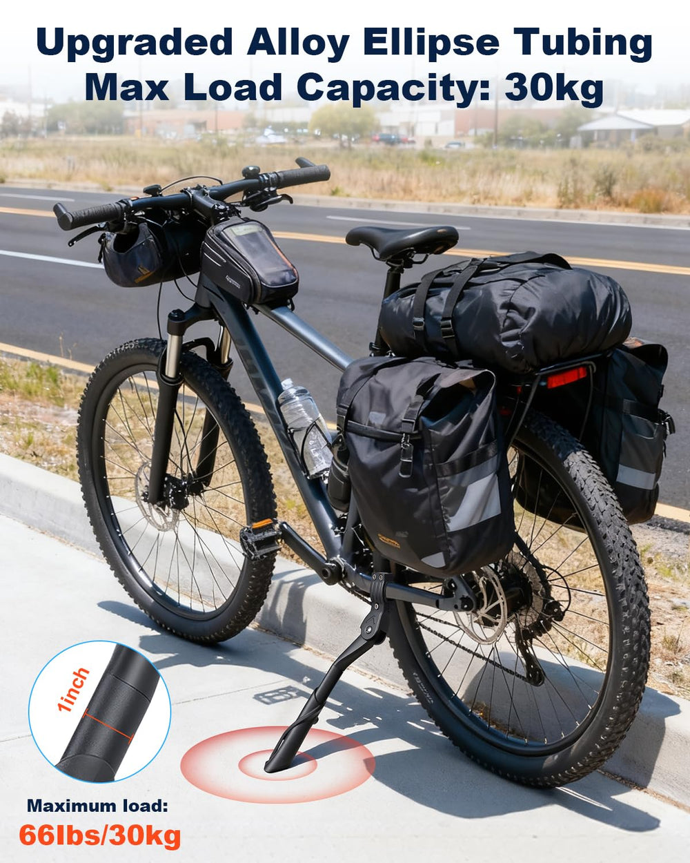 POWVINE bike kickstand hex socket security screws prevent loosening during rides.