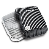 PPE heavy duty transmission pan brushed, top view shows added capacity for cooler fluid