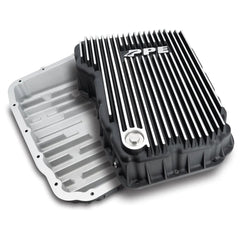 PPE heavy duty transmission pan brushed, top view shows added capacity for cooler fluid