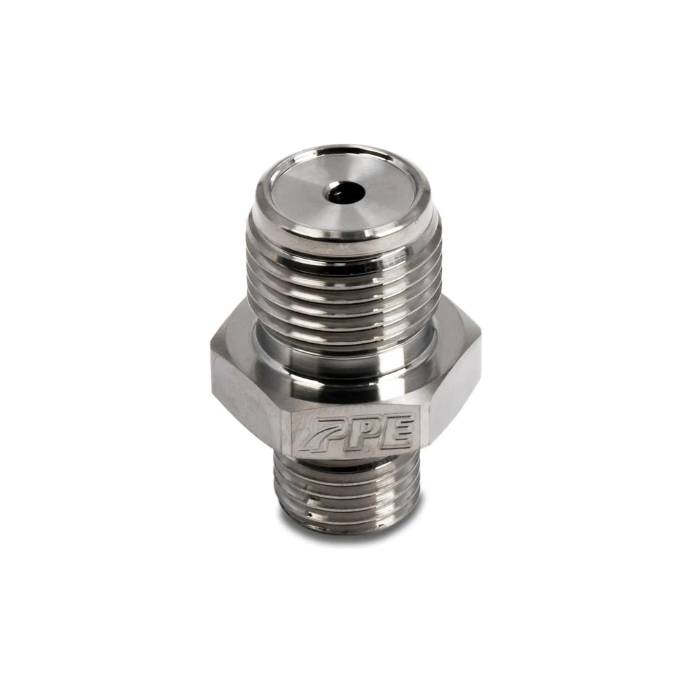 PPE ported fuel rail fitting on right rail promotes balanced fuel delivery