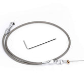 PQY 36-inch stainless braided LS throttle cable full view showing durable construction
