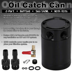 PQY oil catch can inlet and outlet with M16x1.5 threads enables easy universal installation.